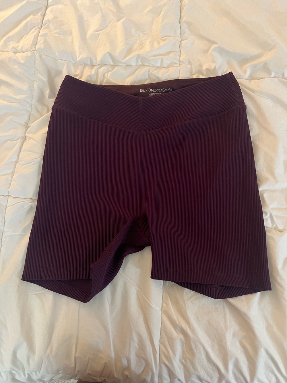 Beyond Yoga Ribbed Dark Plum Bike Shorts